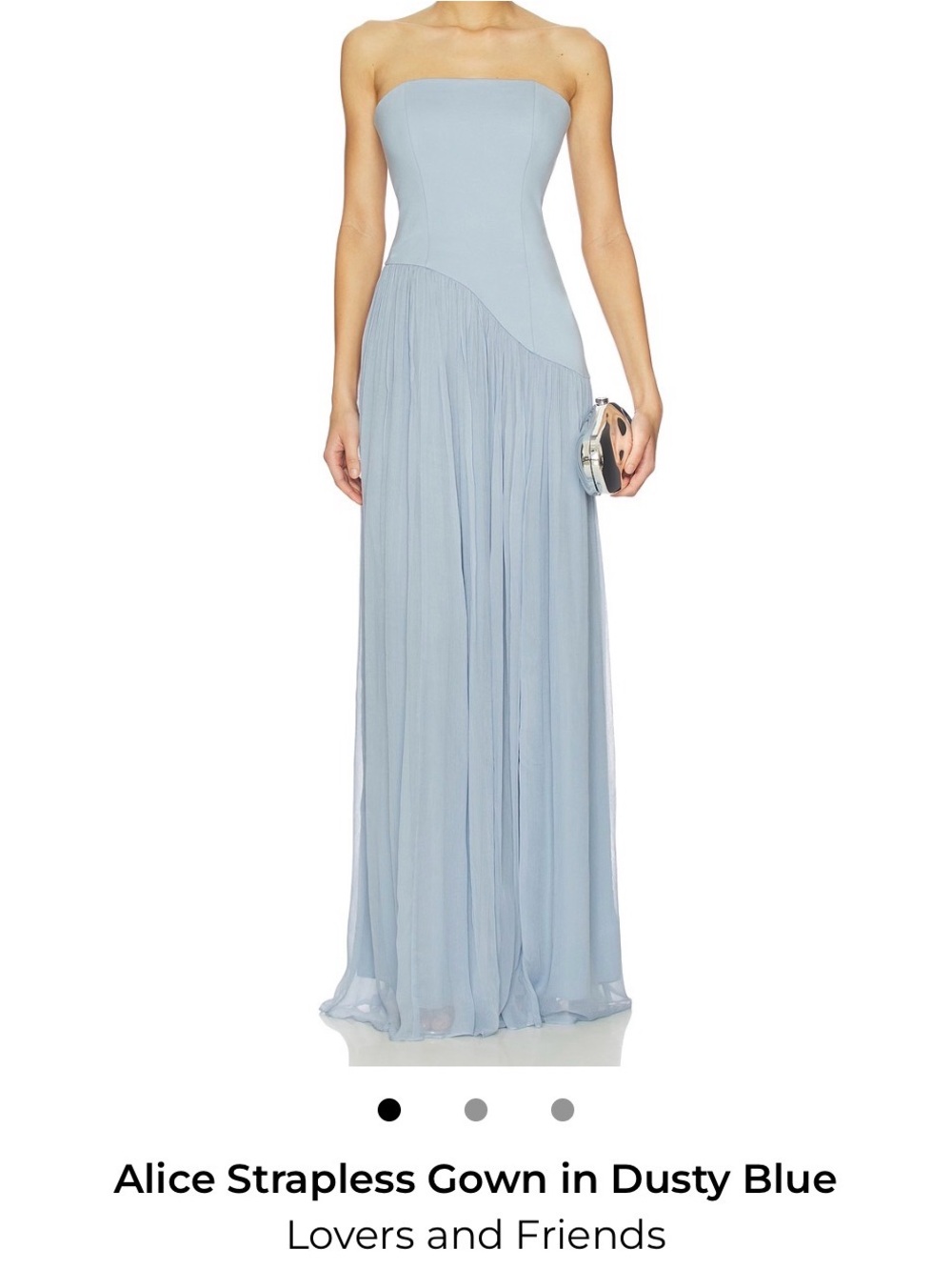 Lovers + Friends Alice Strapless Gown in dusty blue